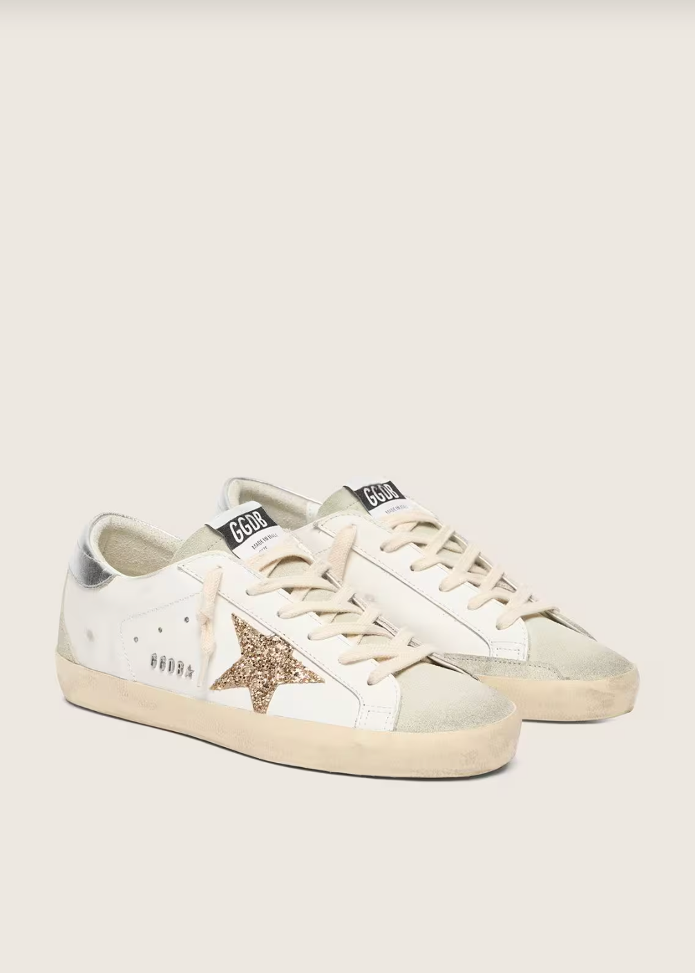 Super-Star paillettes dorées et daim gris